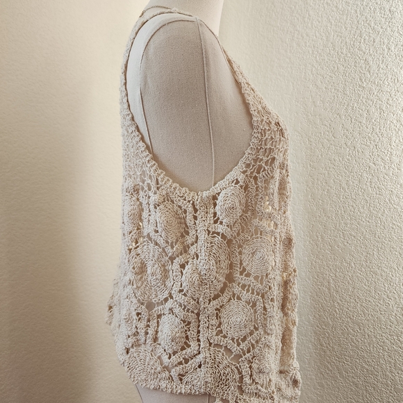 Fever vintage cream crochet lace vest. Size M nwt - Picture 5 of 9
